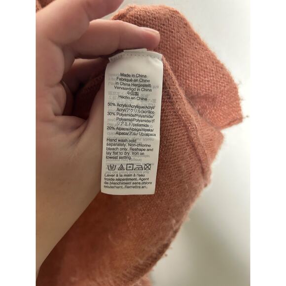 Madewell Alpaca Blend Coral Salmon Sweater w Two Front Pockets Wide Boxy Medium - Picture 4 of 6